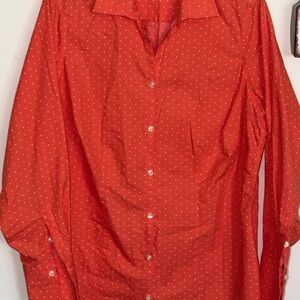 Lands' End Women's Orange Button Down Shirt